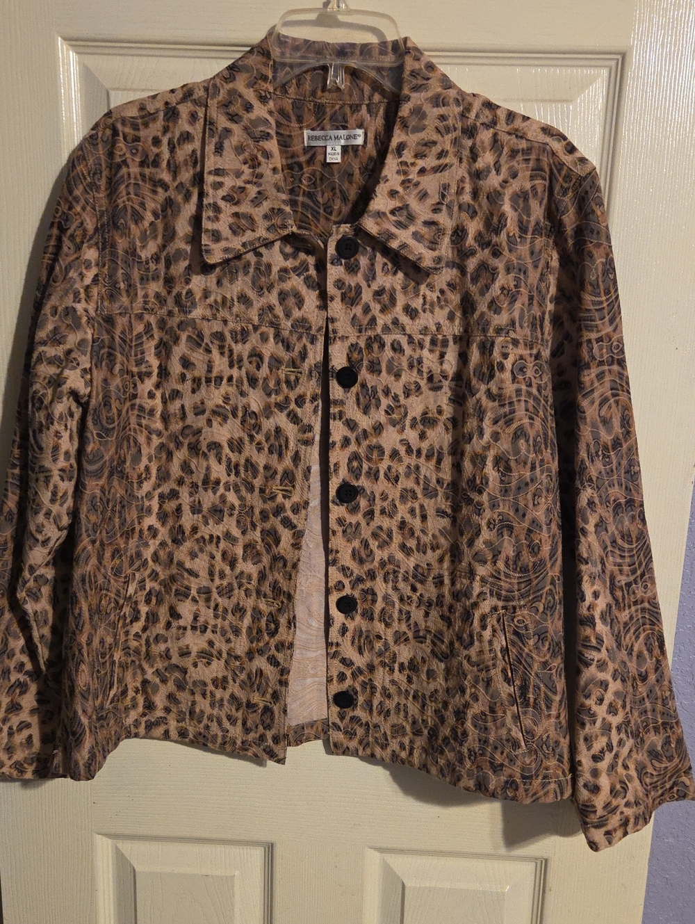 Rebecca Malone Women's Leopard Print Button-Up Jacket - Brown
